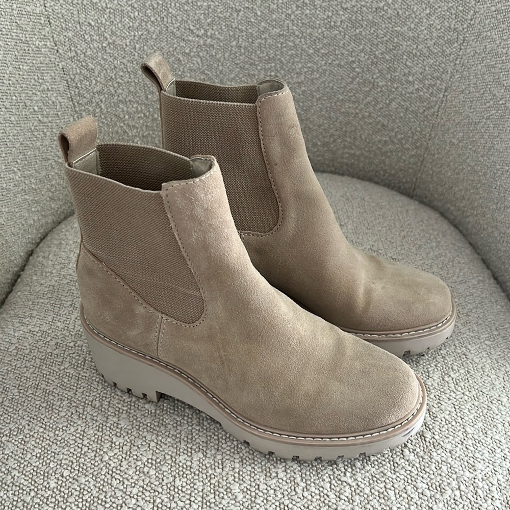 Suede Tan Wedge Booties. Size: 6. Brand: Dolce Vita